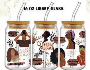 Black Women Affirmations libbey glass cup, Black Girl Magic Iced coffee cup | Gift for black women | mental health