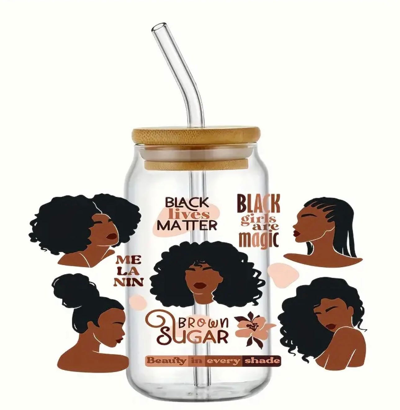 Brown Sugar Black Women Affirmation libbey glass cup, Black Girl Magic Iced coffee cup | Gift for black women | mental health