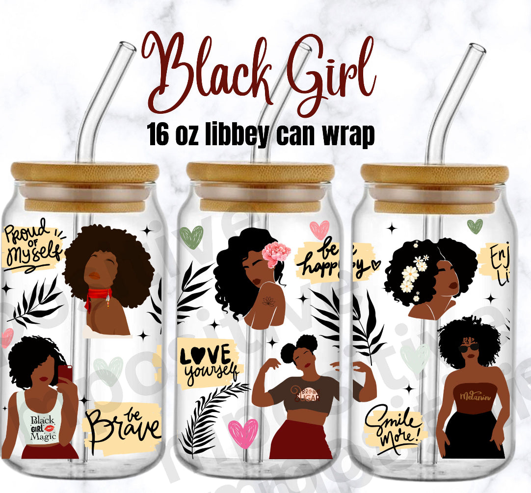 Black  Girls Love Yourself Affirmation libbey glass cup, Black Girl Magic Iced coffee cup | Gift for black women | mental health