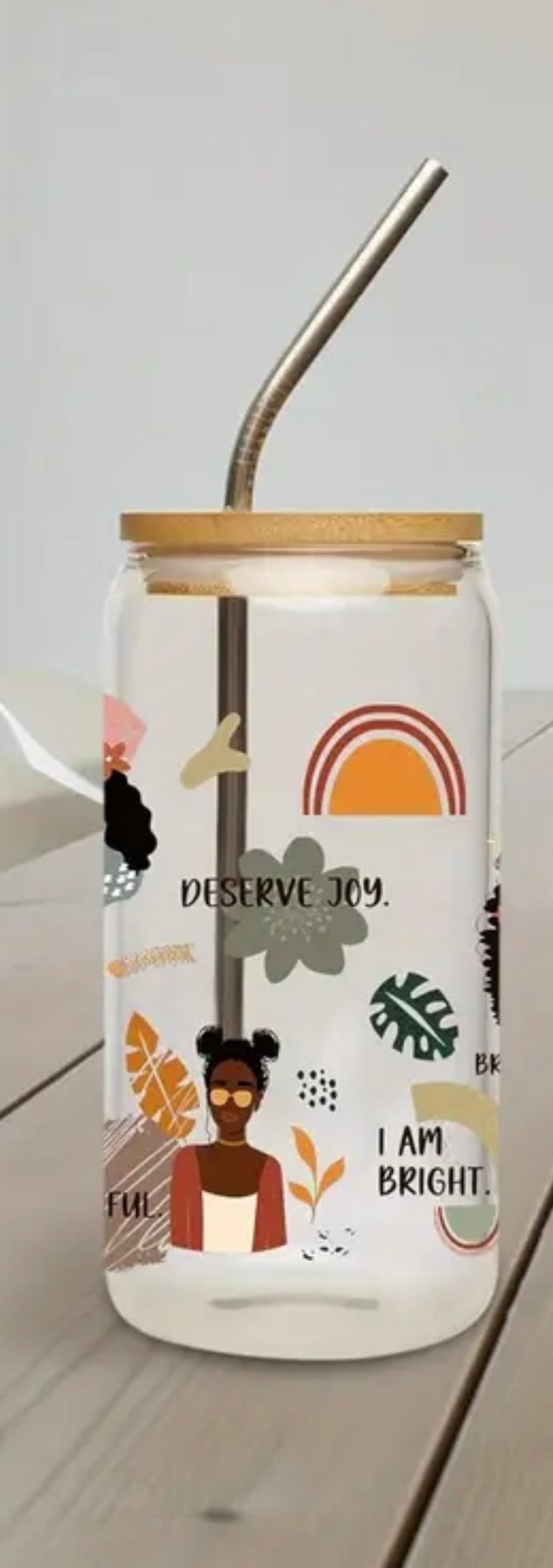 I Deserve More glass cup, Black Girl Magic Iced coffee cup | Gift for black women | mental health