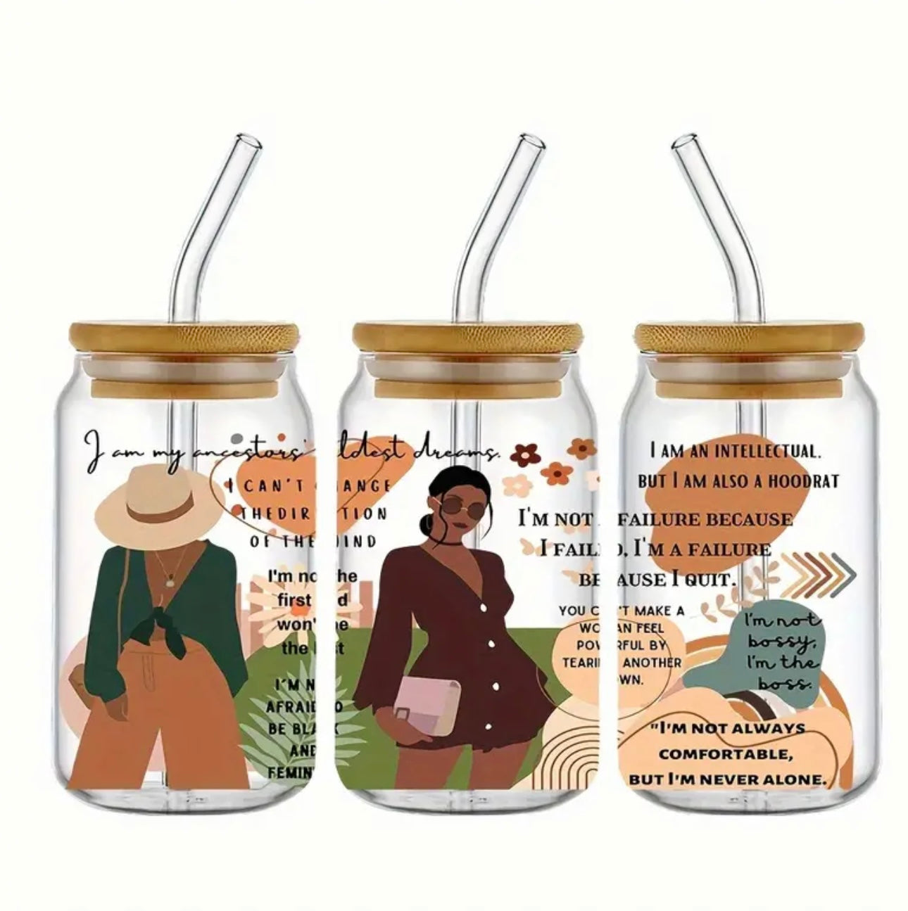 Uplift Black Women Affirmation libbey glass cup, Black Girl Magic Iced coffee cup | Gift for black women | mental health