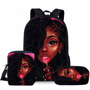 Lovely Afrocentric 3 Piece Backpack School Bag Set